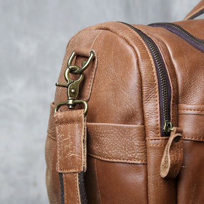 Vintage leather weekender duffel bag for men