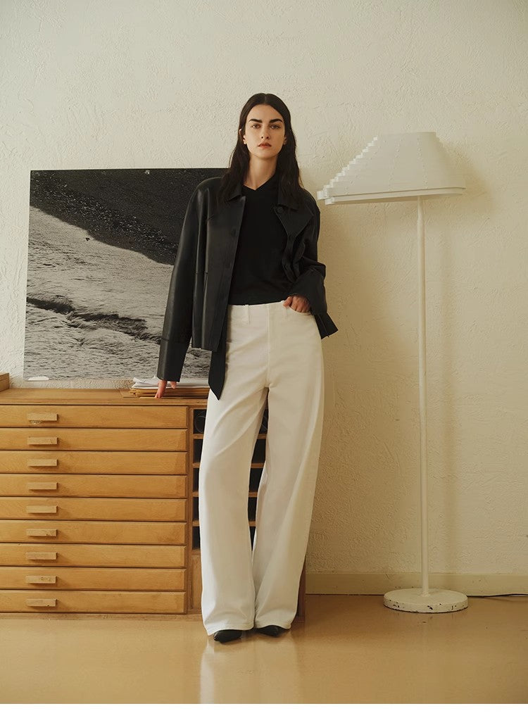 Women’s Genuine Sheepskin Black Leather Coat