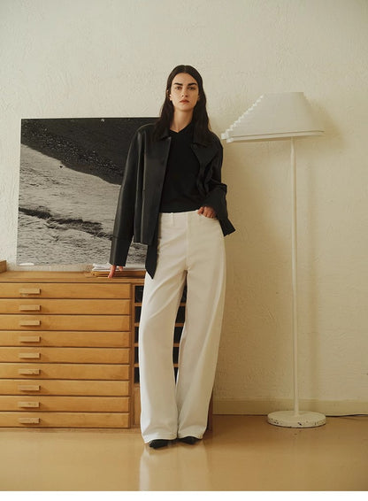 Women’s Genuine Sheepskin Black Leather Coat