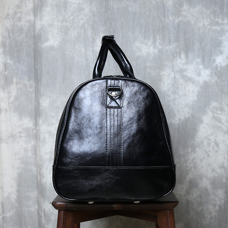 Men’s leather travel overnight duffel bag