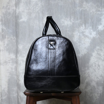 Men’s leather travel overnight duffel bag