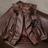 Distressed brown moto leather jacket vintage biker
