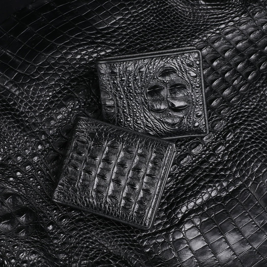 Men’s Crocodile Bone Leather Wallet Bifold