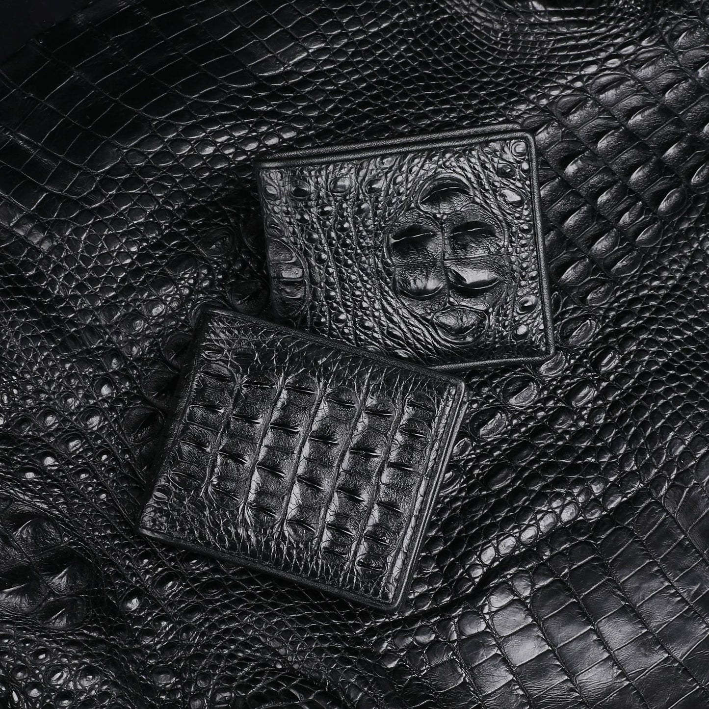 Men’s Crocodile Bone Leather Wallet Bifold