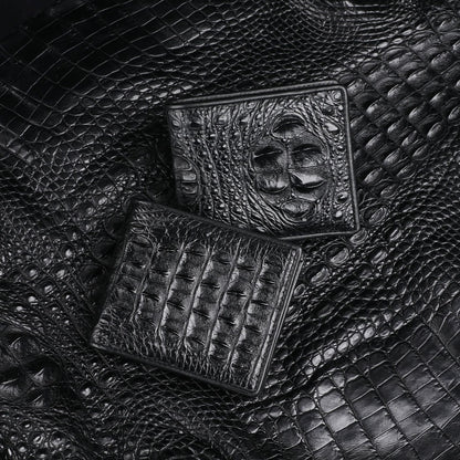 Men’s Crocodile Bone Leather Wallet Bifold