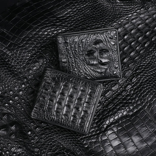 Men’s Crocodile Bone Leather Wallet Bifold