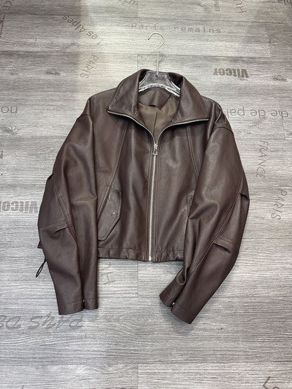 Women Oversized Real Leather Moto Jacket