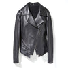 Black slim fit genuine leather jacket women