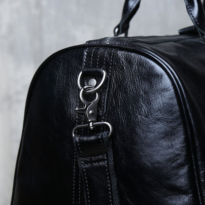 Men’s leather travel overnight duffel bag