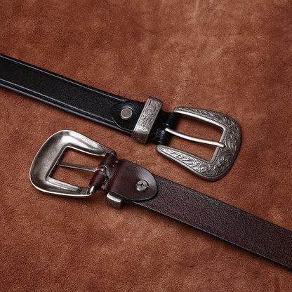 Leather Belt with Buckle for Women in Top-Grain Cowhide