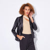 Slim fit genuine leather jacket for women