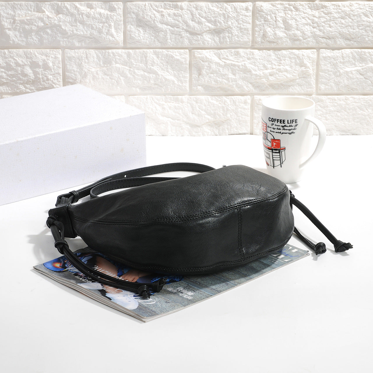 Women Soft Leather Dumpling Tote Crossbody Bag