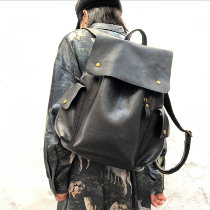 Retro genuine leather women backpack bag