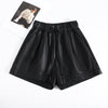 Relaxed fit genuine leather shorts women