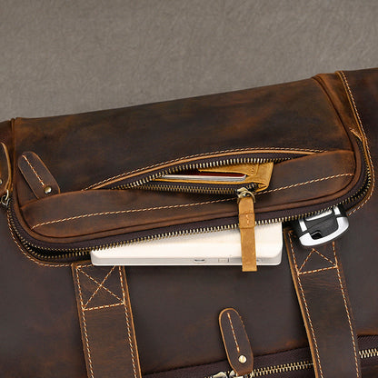 Crazy horse leather travel duffel bag
