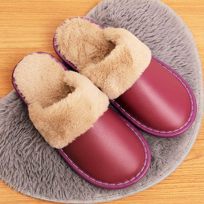 Women's Fur Lined Slippers in Genuine Cowhide Leather