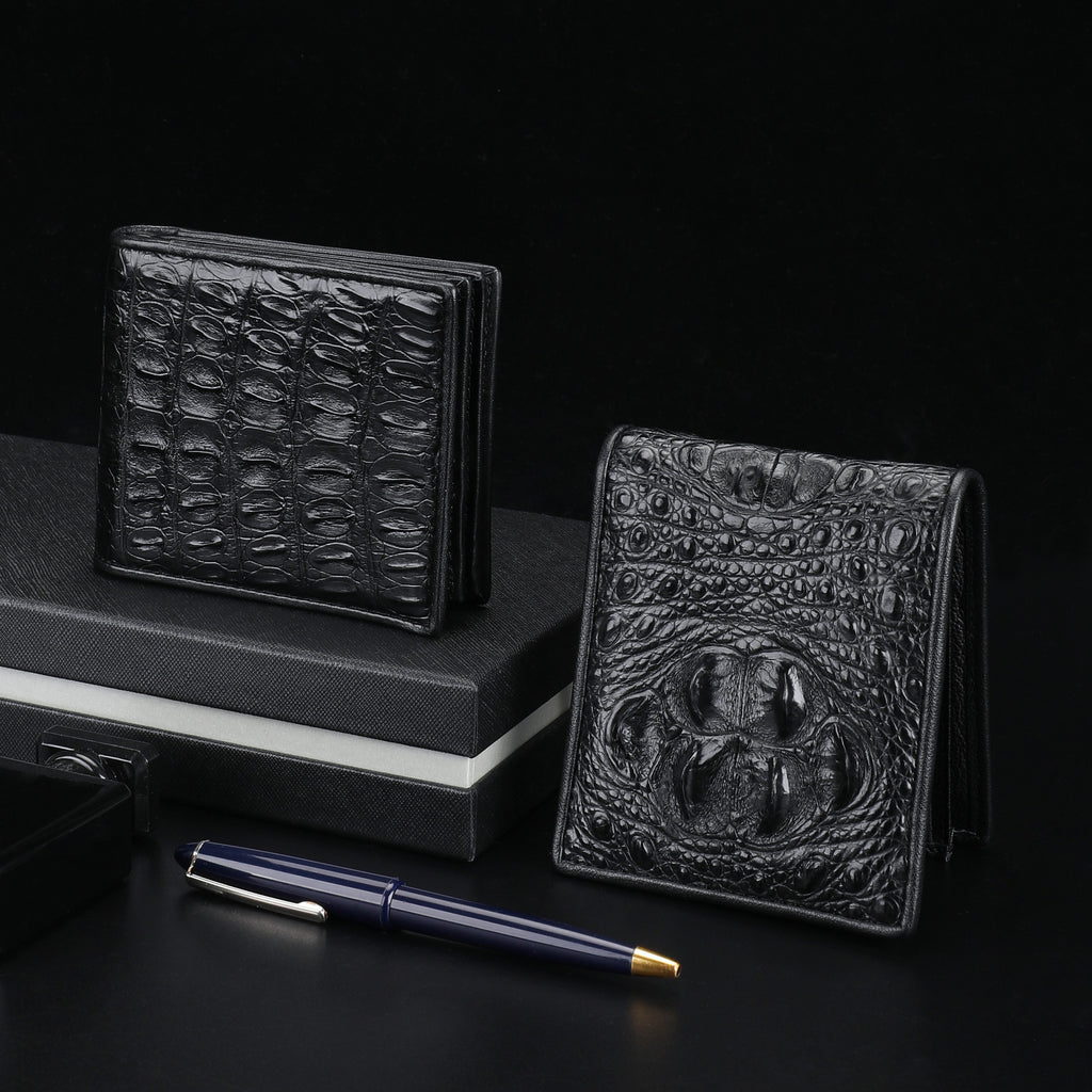 Men’s Crocodile Bone Leather Wallet Bifold