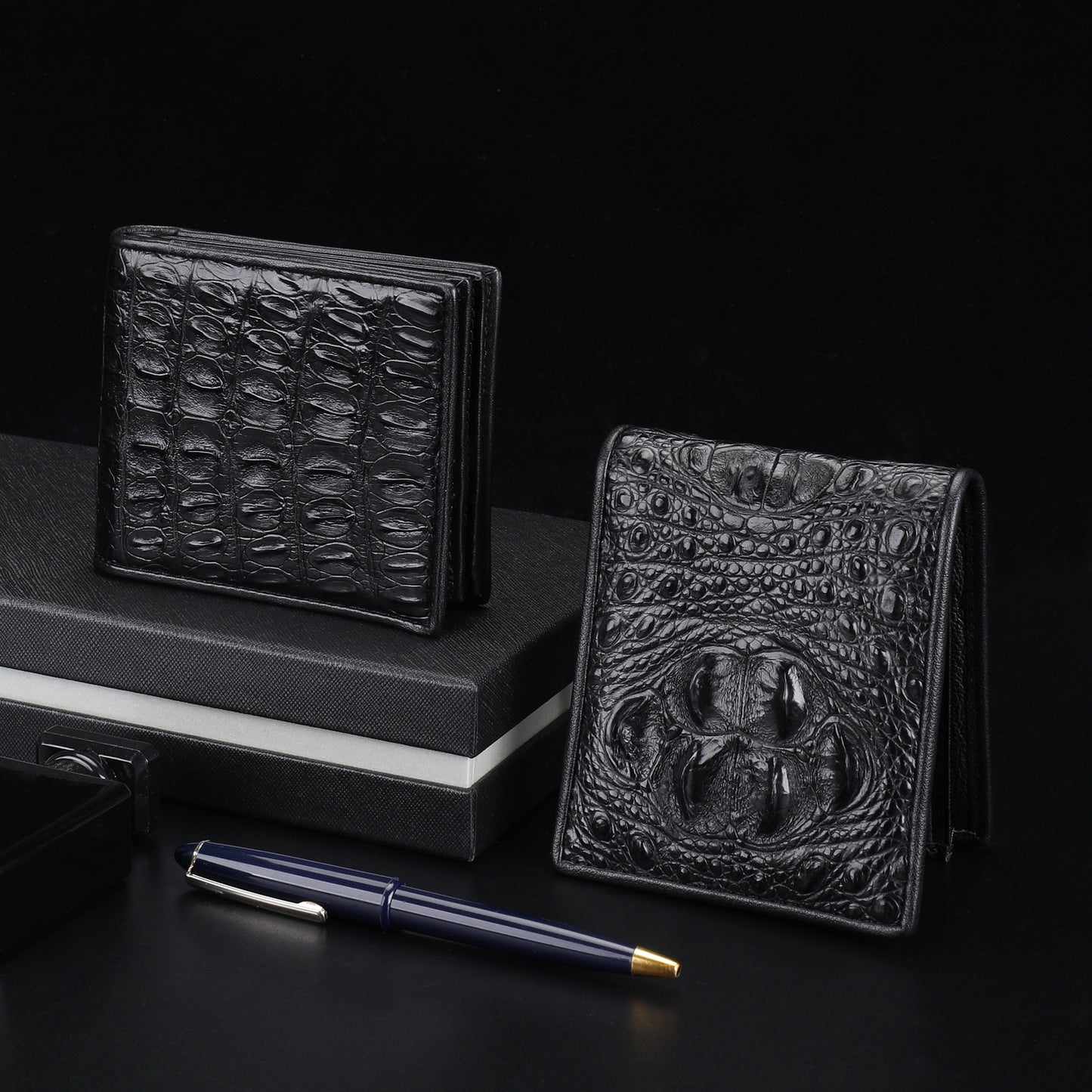 Men’s Crocodile Bone Leather Wallet Bifold