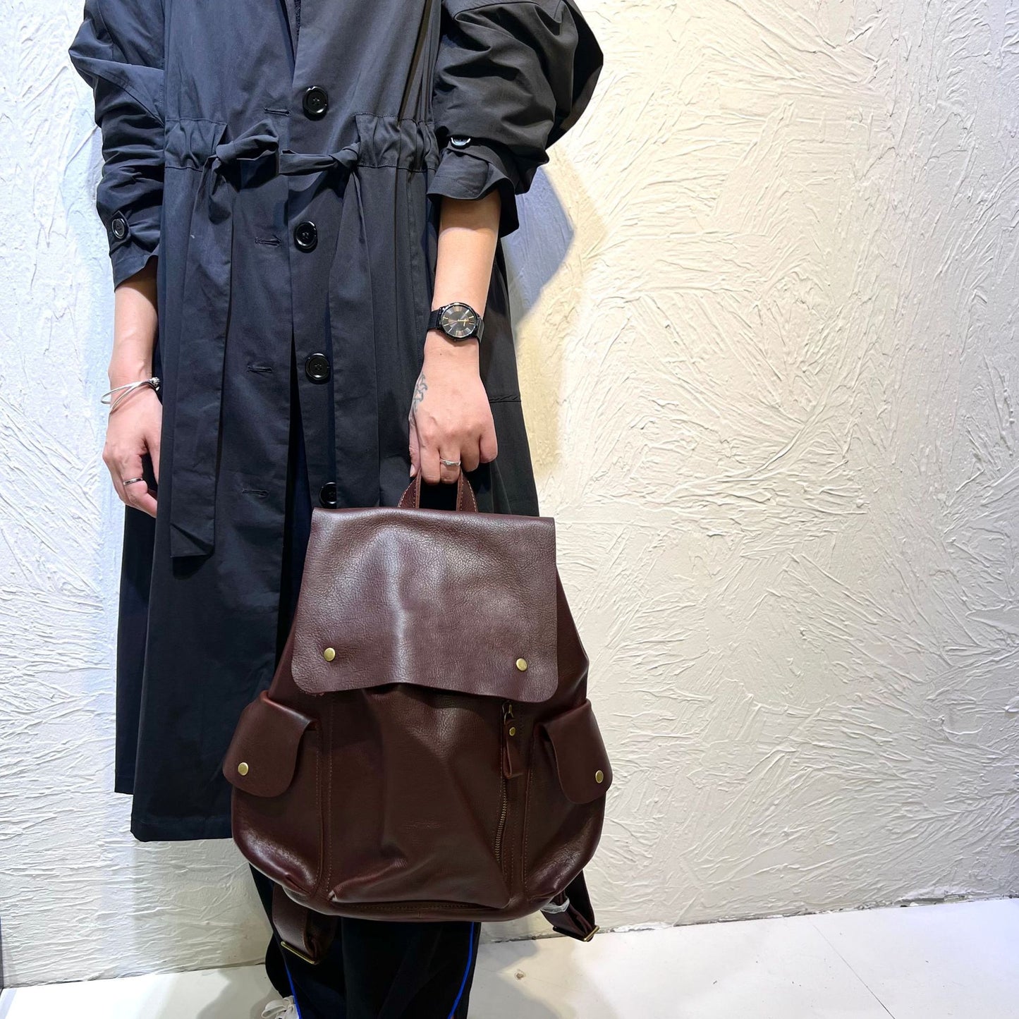 Retro genuine leather women backpack bag