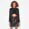Korean slim fit cropped sheepskin leather jacket