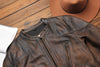 Top-grain distressed leather biker jacket
