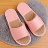 Women's Leather Slippers with Breathable Linen Insole for Indoor Wear
