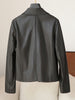 Leather jacket women black lambskin coat