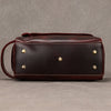 Men's Leather Wash Bag in Dark Brown Top-Grain Cowhide