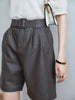 Genuine leather bermuda shorts witH belt