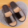 Women's Leather Slippers with Breathable Linen Insole for Indoor Wear