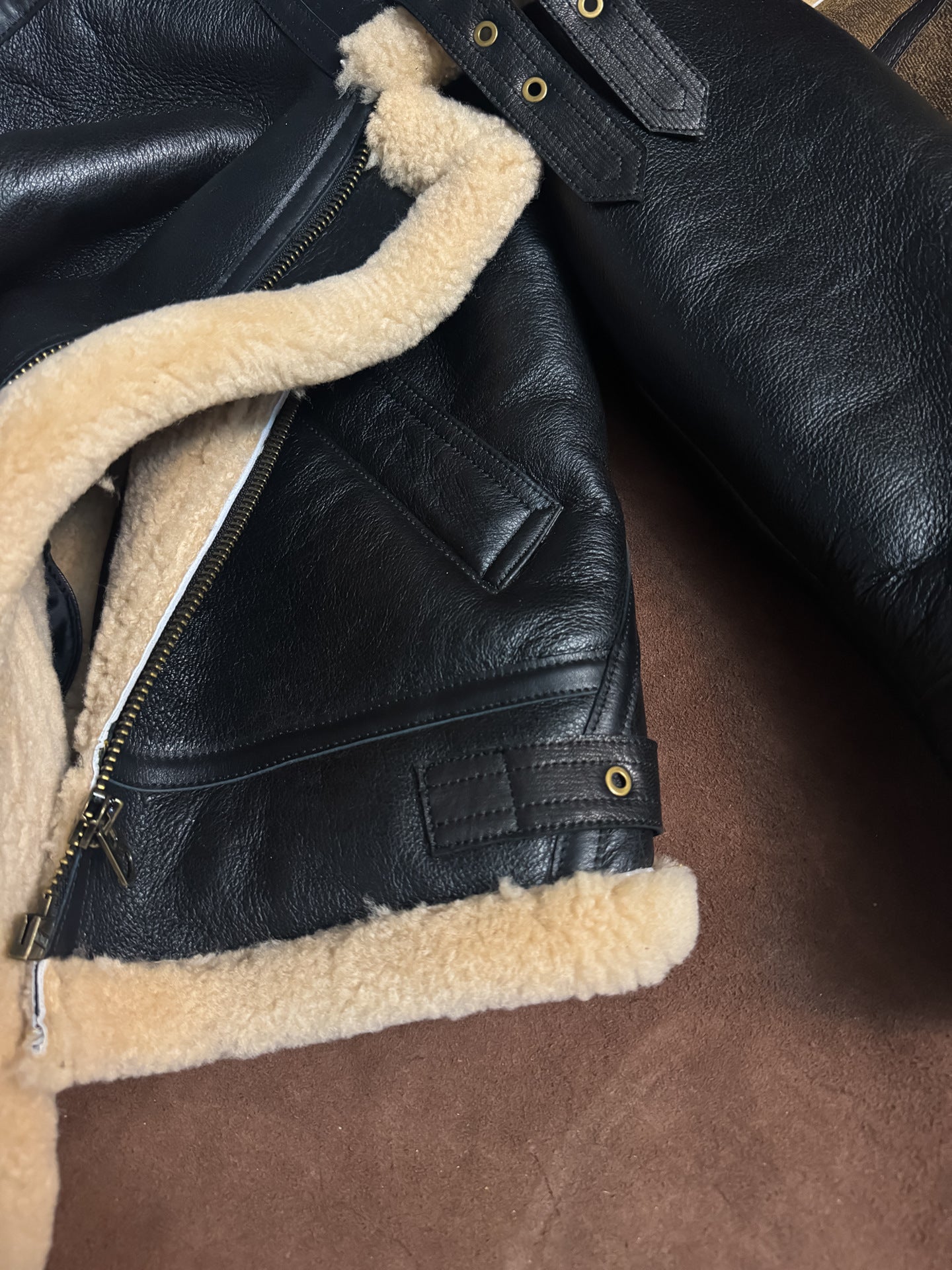 Men black b3 shearling leather aviator