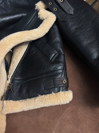 Men black b3 shearling leather aviator
