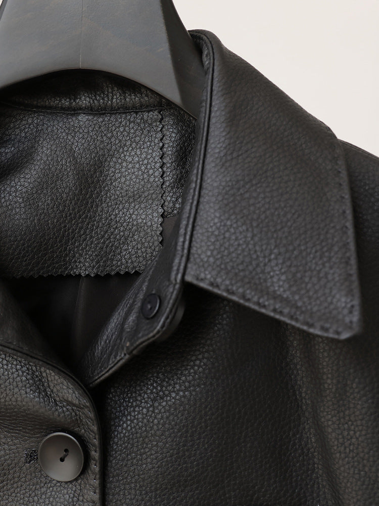 Leather jacket women black lambskin coat