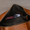 Leather weekender duffle bag with shoe compartment