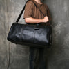 Large leather duffle bag with shoe section