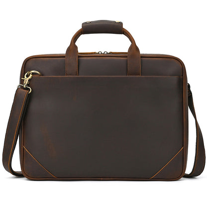 Retro crazy horse leather slim briefcase