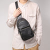 Men’s cowhide leather crossbody sling bag with usb port