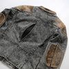 Retro venom denim real leather jacket