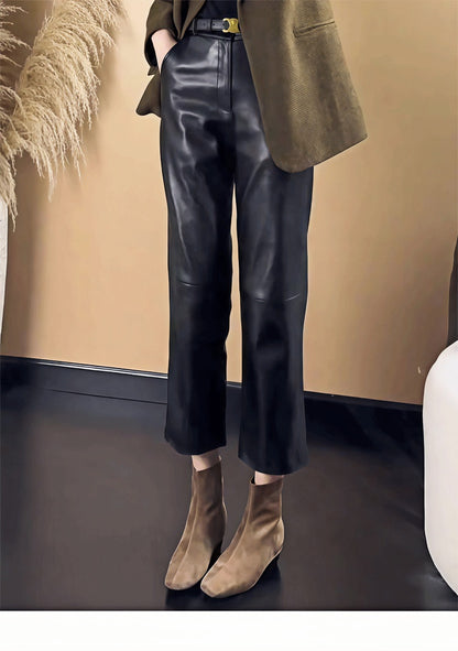 Women's high waisted faux leather pants