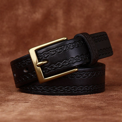 Top Grain Leather Belt for Women with Embossed Detail