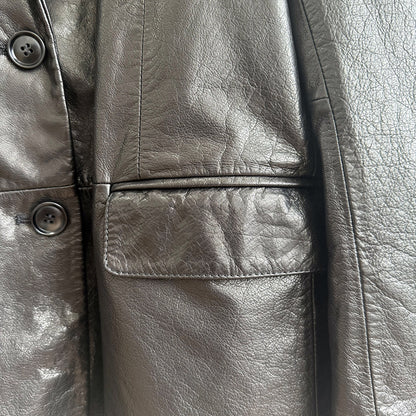 Women Oil-Waxed Loose Fit Genuine Leather Jacket