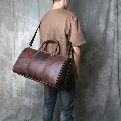 Leather duffel bag for men travel overnight