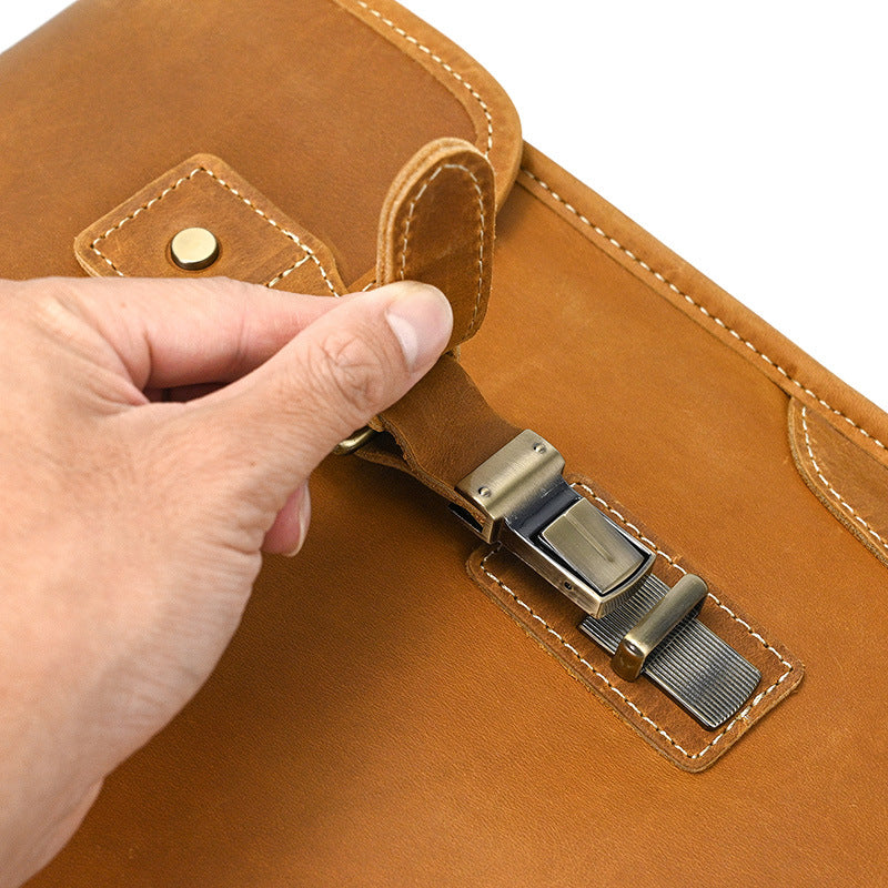 Retro crazy horse leather men briefcase