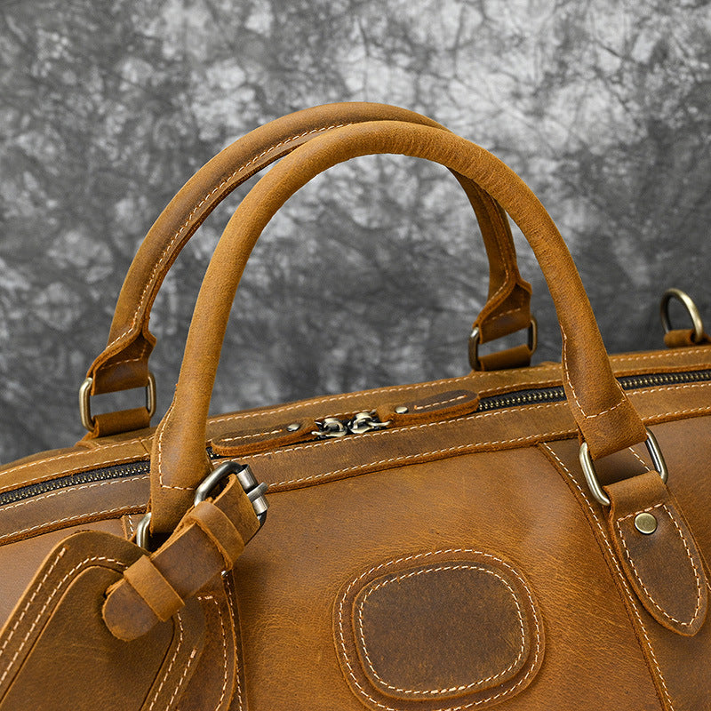 Men leather travel duffle weekender luggage bag