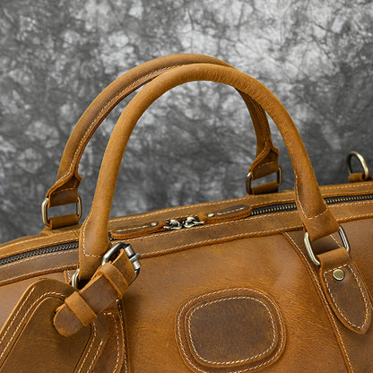 Men leather travel duffle weekender luggage bag