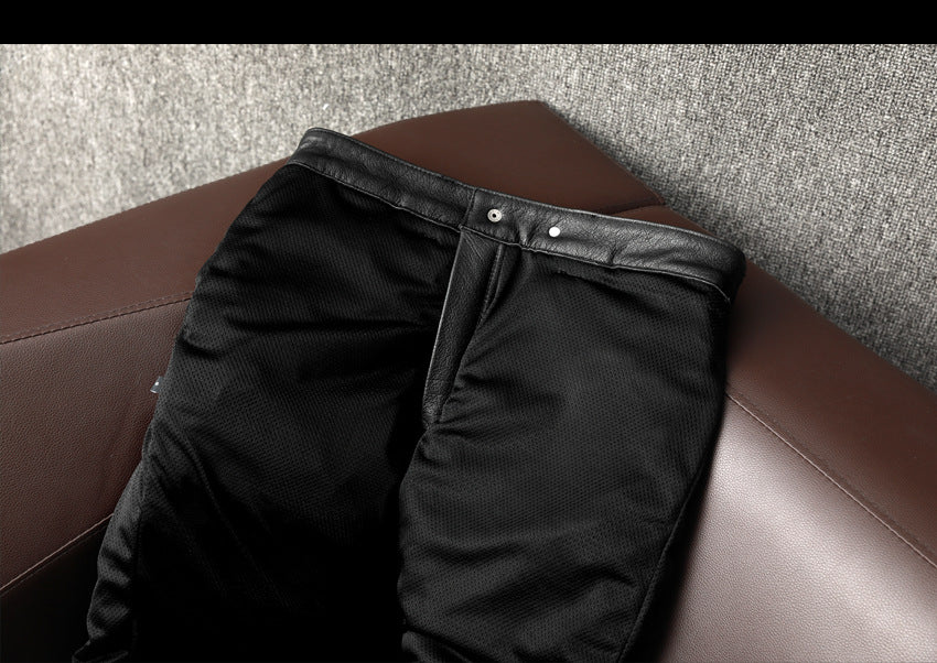 Black leather motorcycle riding pants