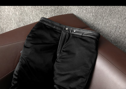 Black leather motorcycle riding pants