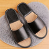 Women's Leather Slippers with Breathable Linen Insole for Indoor Wear