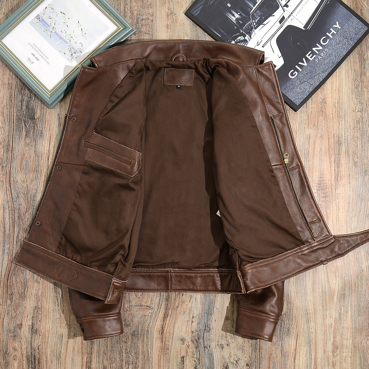 Men’s Brown Genuine Leather Military Jacket