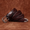 Womens Woven Belt in Top-Grain Leather with Pin Buckle